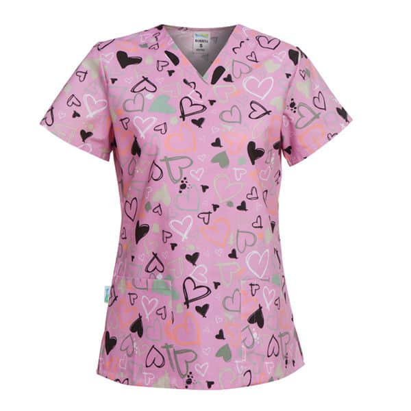 Μπλούζες Νοσηλευτών - Παιδιατρικές Μπλούζες - BAMBINA - Pink Hearts