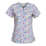 Μπλούζα Νοσηλευτή με Σχέδια - Μπλούζα Παιδιατρική - BAMBINA - Purple Hearts
